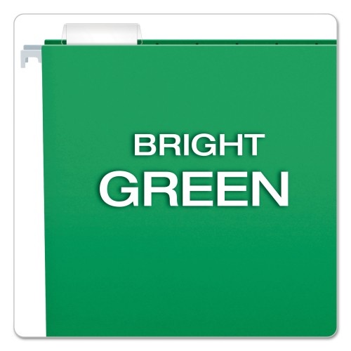 Pendaflex Colored Hanging Folders, Letter Size, 1/5-Cut Tabs, Bright Green, 25/Box