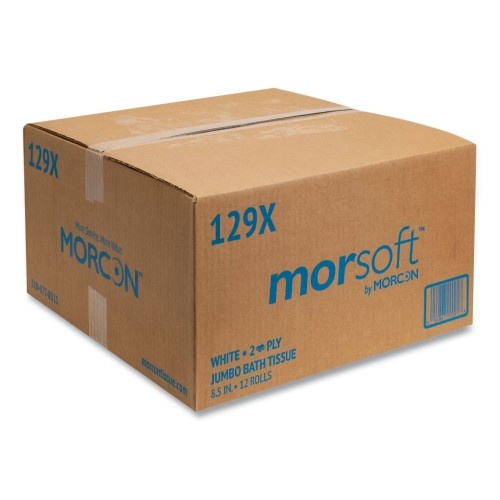 Morcon Paper Jumbo Bath Tissue, Septic Safe, 2-Ply, White, 500 Ft, 12/Carton