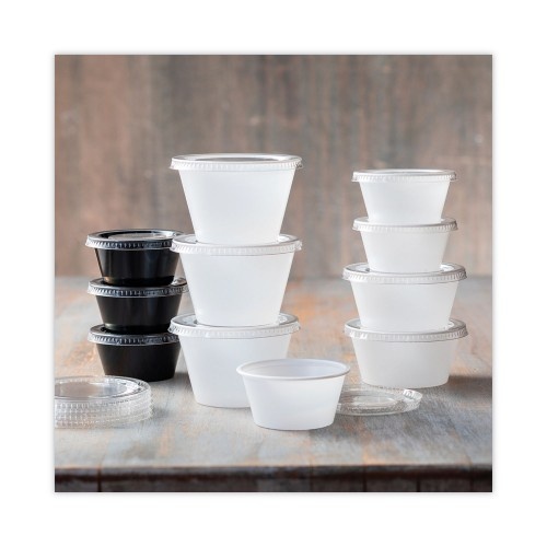 Pactiv Plastic Portion Cup Lid, Fits 1.5 Oz To 2.5 Oz Cups, Clear, 100/Pack, 24 Packs/Carton