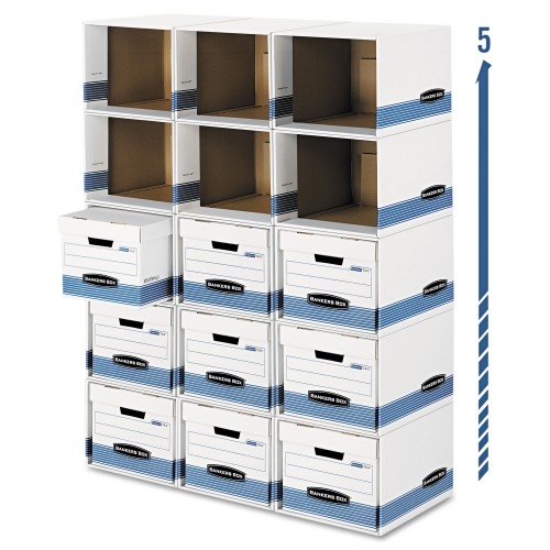 Bankers Box File/Cube Box Shell, Legal/Letter, 12 X 15 X 10, White/Blue