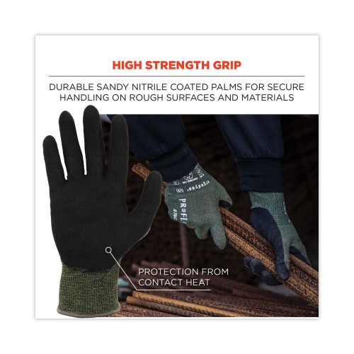 Ergodyne Proflex 7042 Ansi A4 Nitrile-Coated Cr Gloves, Green, Large, Pair, Ships In 1-3 Business Days
