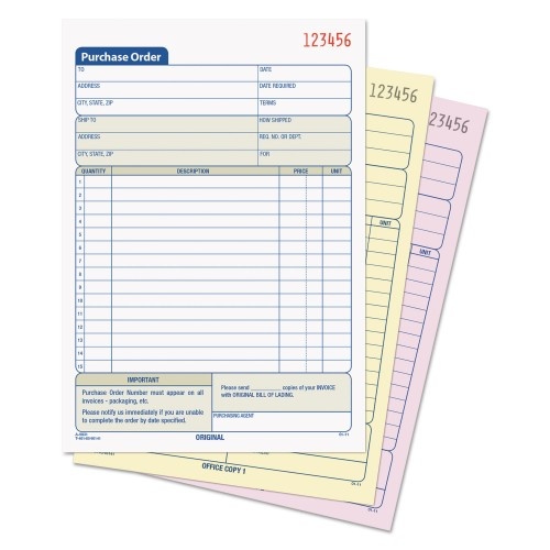 Tops Purchase Order Book, 15 Lines, Three-Part Carbonless, 5.56 X 8.44, 50 Forms Total