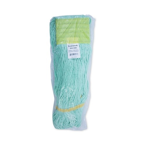 Boardwalk Ecomop Looped-End Mop Head, Recycled Fibers, Medium Size, Green