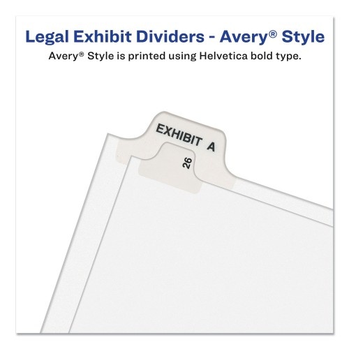 Preprinted Legal Exhibit Side Tab Index Dividers, Avery Style, 26-Tab, 51 To 75, 11 X 8.5, White, 1 Set