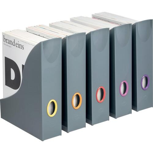 Durable Varicolor Magazine Rack Set, Gray/Multicolor - 5 Pack