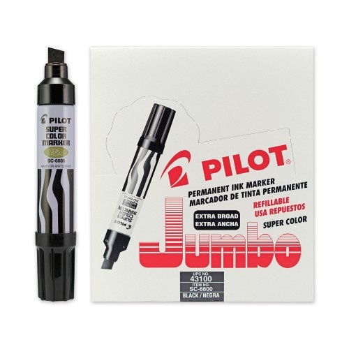 Pilot Super Color Refillable Permanent Marker, Extra-Broad Chisel Tip, Black