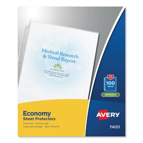 Avery Top-Load Sheet Protector, Economy Gauge, Letter, Semi-Clear, 100/Box