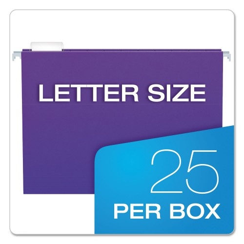 Pendaflex Colored Hanging Folders, Letter Size, 1/5-Cut Tab, Violet, 25/Box