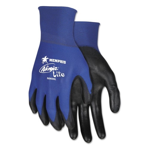 Mcr Safety Ultra Tech Tactile Dexterity Work Gloves, Blue/Black, Large, 1 Dozen