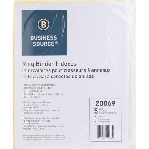 Business Source Buff Stock Ring Binder Indexes