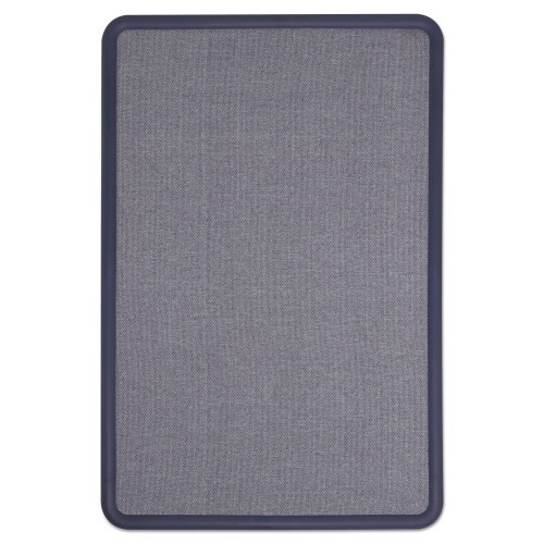 Quartet Contour Fabric Bulletin Board, 48 X 36, Light Blue Surface, Navy Blue Plastic Frame
