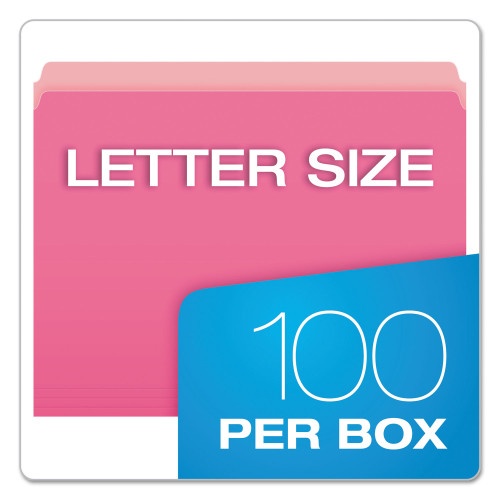 Pendaflex Colored File Folders, Straight Tabs, Letter Size, Pink/Light Pink, 100/Box