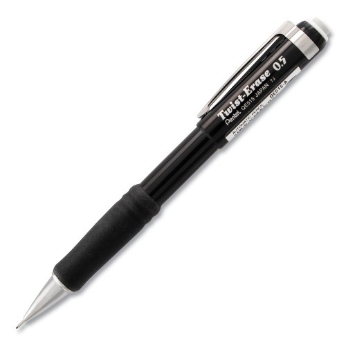Pentel Twist-Erase Iii Mechanical Pencil, 0.5 Mm, Hb (#2.5), Black Lead, Black Barrel