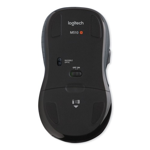 Logitech M510 Wireless Mouse, 2.4 Ghz Frequency/30 Ft Wireless Range, Right Hand Use, Dark Gray