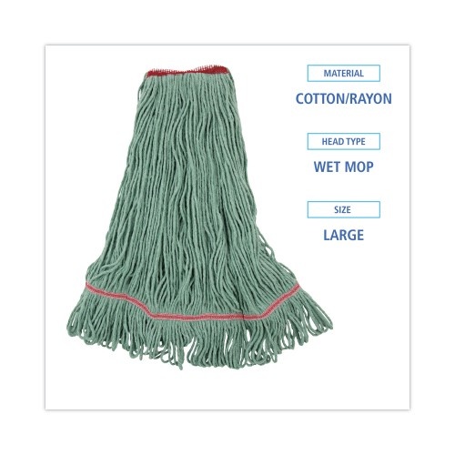 Boardwalk Mop Head, Premium Standard Head, Cotton/Rayon Fiber, Large, Green