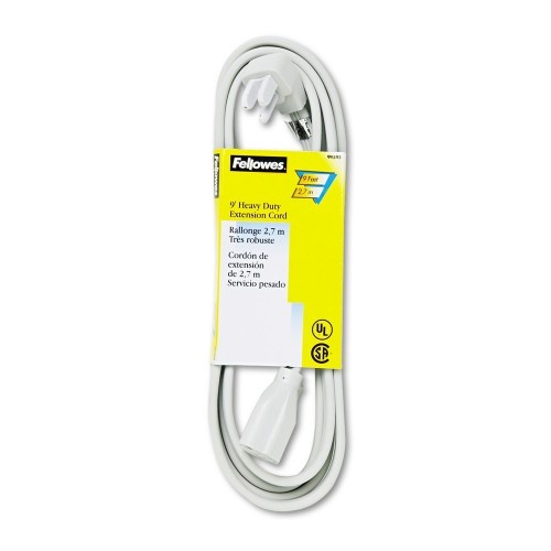 Fellowes Indoor Heavy-Duty Extension Cord, 9 Ft, 15 A, Gray