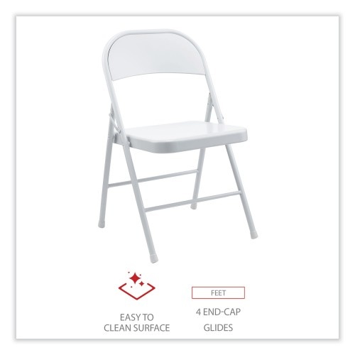 Alera Armless Steel Folding Chair, Supports Up To 275 Lb, Gray Seat, Gray Back, Gray Base, 4/Carton