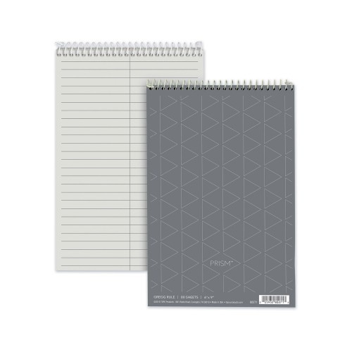 Tops Prism Steno Pads, Gregg Rule, Gray Cover, 80 Gray 6 X 9 Sheets, 4/Pack