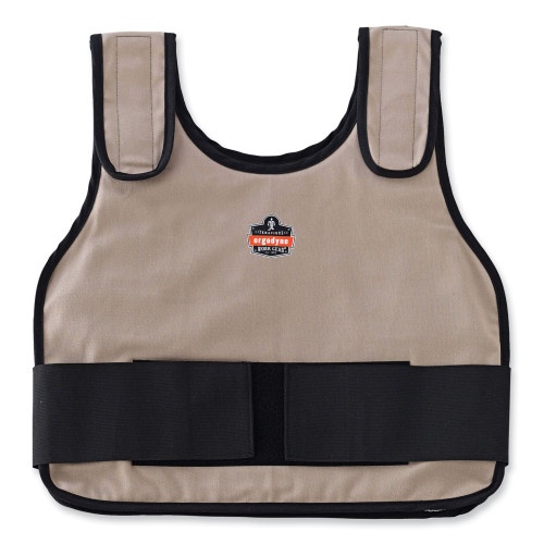 Ergodyne Chill-Its 6230 Standard Phase Change Cooling Vest With Packs, Cotton, Large/X-Large, Khaki, Ships In 1-3 Business Days
