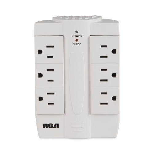 Rca 6 Outlet Swivel Surge Protector, 6 Ac Outlets, 1,200 J, White