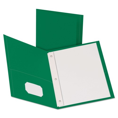 Oxford Twin-Pocket Folders With 3 Fasteners, Letter, 1/2" Capacity, Green, 25/Box