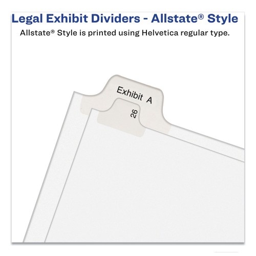 Avery Preprinted Legal Exhibit Side Tab Index Dividers, Allstate Style, 10-Tab, 1, 11 X 8.5, White, 25/Pack