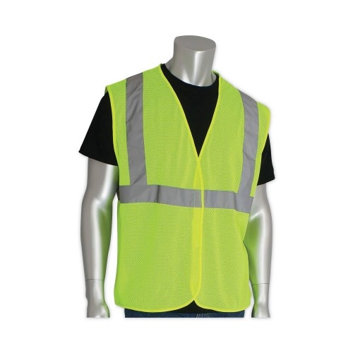 Pip Ansi Class 2 Hook And Loop Safety Vest, 2X-Large, Hi-Viz Lime Yellow