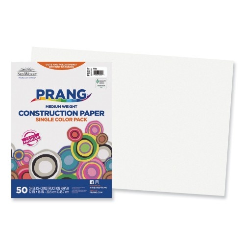 Prang Sunworks Construction Paper, 50 Lb Text Weight, 12 X 18, White, 50/Pack