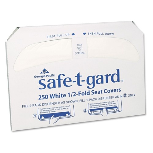 Georgia-Pacific Half-Fold Toilet Seat Covers, White, 250/Pack, 20 Boxes/Carton
