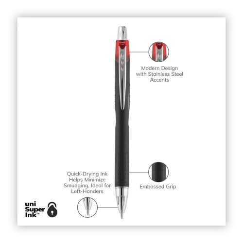 Uni-Ball Jetstream Retractable Ballpoint Pen, Bold 1 Mm, Red Ink, Black Barrel