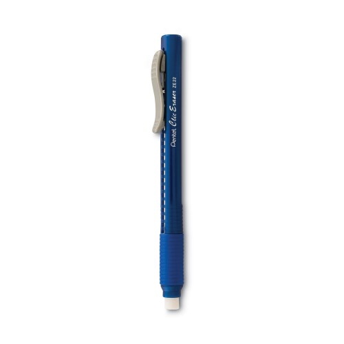 Pentel Clic Eraser Grip Eraser, For Pencil Marks, White Eraser, Blue Barrel