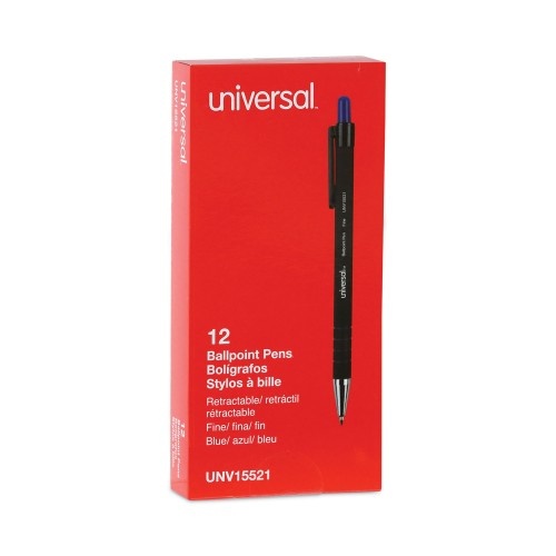Universal Ballpoint Pen, Retractable, Fine 0.7 Mm, Blue Ink, Blue Barrel, Dozen