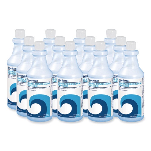 Boardwalk Industrial Strength Alkaline Drain Cleaner, 32 Oz Bottle, 12/Carton