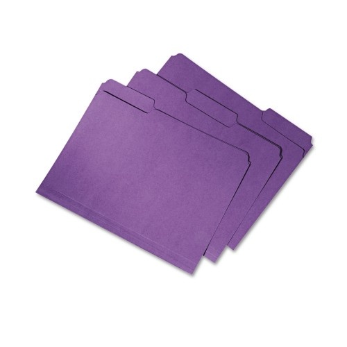 Abilityone 753001 Skilcraft Recycled File Folders, 1/3-Cut 2-Ply Tabs, Letter Size, Purple, 100/Box