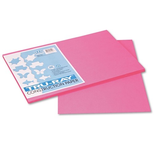 Pacon Tru-Ray Construction Paper, 76Lb, 12 X 18, Shocking Pink, 50/Pack
