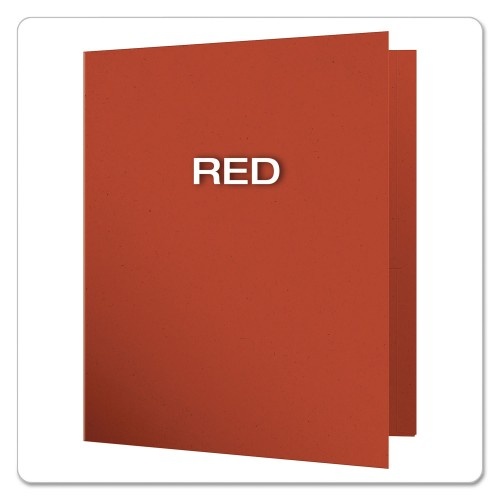 Earthwise By Oxford 100% Recycled Paper Twin-Pocket Portfolio, 100-Sheet Capacity, 11 X 8.5, Red, 25/Box