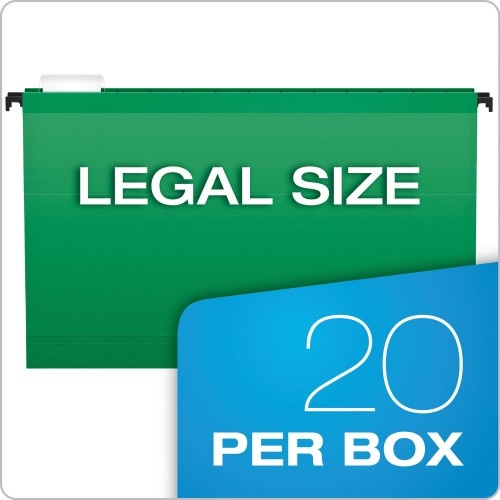 Pendaflex Surehook Hanging Folders, Legal Size, 1/5-Cut Tab, Bright Green, 20/Box