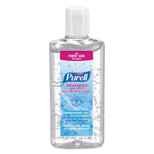 Purell Advanced Refreshing Gel Hand Sanitizer, 4 Oz Flip-Cap Bottle, Clean Scent, 24/Carton