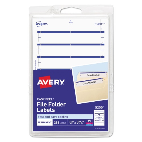 Avery Printable 4" X 6" - Permanent File Folder Labels, 0.69 X 3.44, White, 7/Sheet, 36 Sheets/Pack,