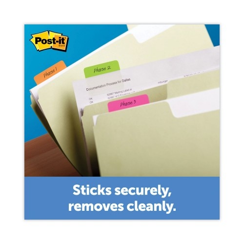 Post-It Solid Color Tabs, 1/5-Cut, Assorted Colors, 2" Wide, 30/Pack