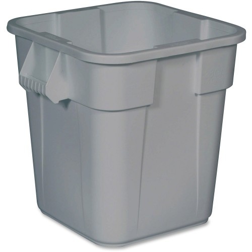 Rubbermaid Commercial Square Brute Container 28 Gal Capacity - Square - Sturdy, Handle, Easy To Clean, Rounded Corner - 22.5" Height X 22.5" Width X 21.5" Depth - Plastic - Gray - 6 / Carton (352600Gyct)