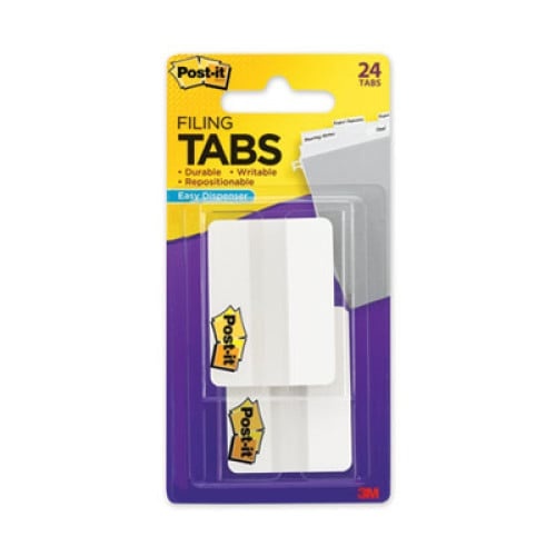 Post-It Solid Color Tabs, 1/5-Cut, White, 2" Wide, 24/Pack