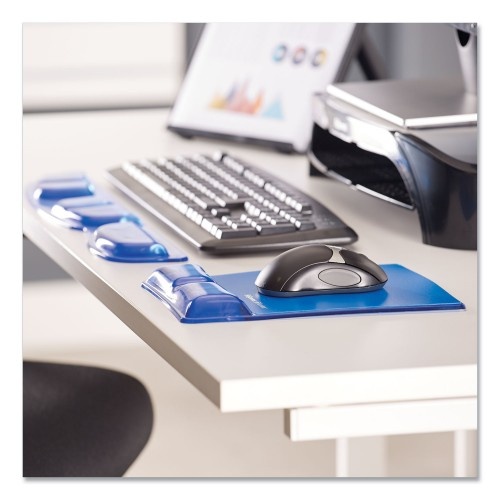 Fellowes Gel Wrist Support W/Attached Mouse Pad, Blue