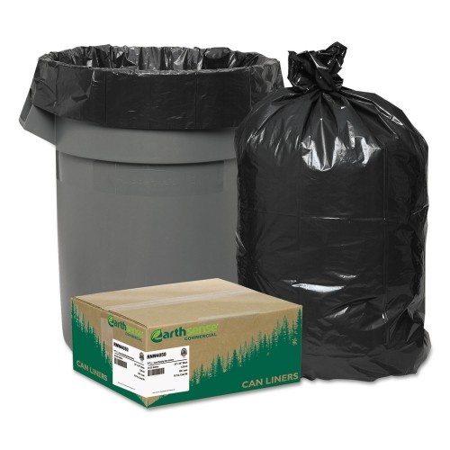 Earthsense Linear Low Density Recycled Can Liners, 33 Gal, 1.25 Mil, 33" X 39", Black, 10 Bags/Roll, 10 Rolls/Carton