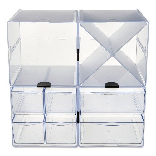 Deflecto Stackable Cube Organizer, X Divider, 6 X 7 1/8 X 6, Clear