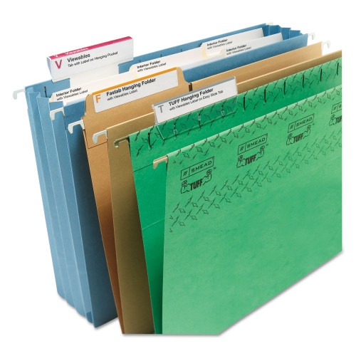 Smead Viewables Hanging Folder Tabs And Labels, Complete Bulk Pack Refill, 1/3-Cut, Assorted Colors, 3.5" Wide, 100/Box