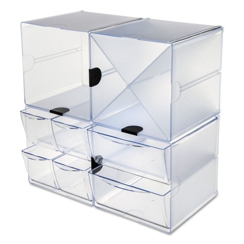 Deflecto Stackable Cube Organizer, X Divider, 6 X 7 1/8 X 6, Clear