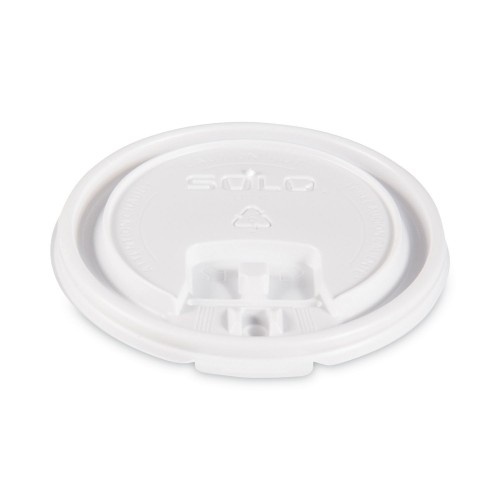 Solo Lift Back And Lock Tab Lids For Paper Cups, Fits 10 Oz Cups, White, 100/Sleeve, 10 Sleeves/Carton