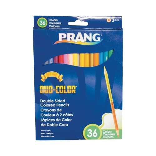 Prang Duo-Color Colored Pencil Sets, 3 Mm, 2B (#1), Assorted Lead/Barrel Colors, 18/Pack