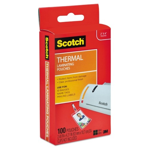 Scotch Laminating Pouches, 5 Mil, 2.25" X 4.25", Gloss Clear, 100/Pack